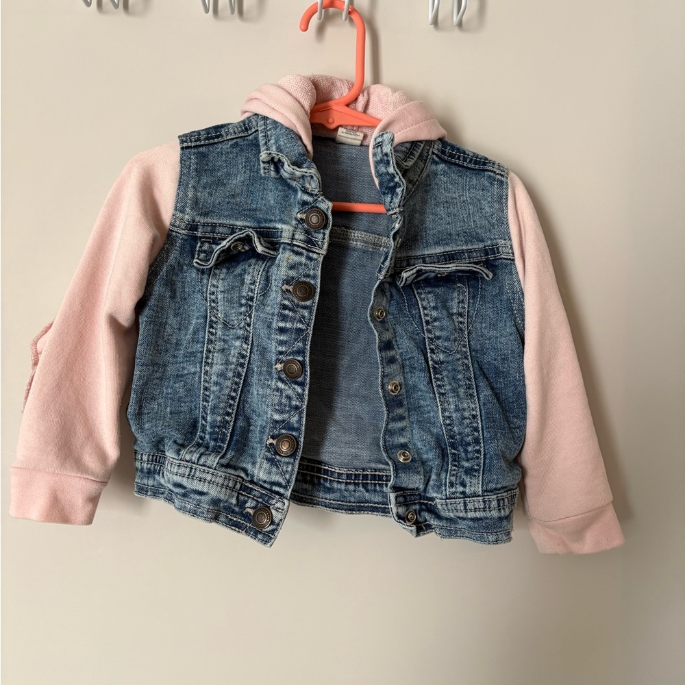 Tucker and Tate Blue Denim Jacket with Pink Sleeves for Toddlers